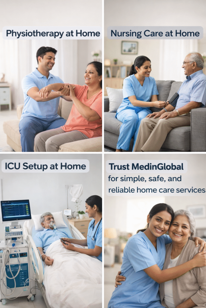 Complete home care services at home including physiotherapy ICU setup and nursing care in Delhi NCR